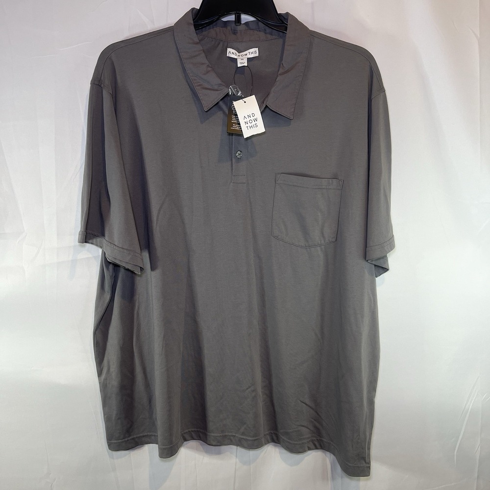 AND NOW THIS Mens XXL Polo Shirt Gray Short Sleeve Casual‎ Core Steel Grey